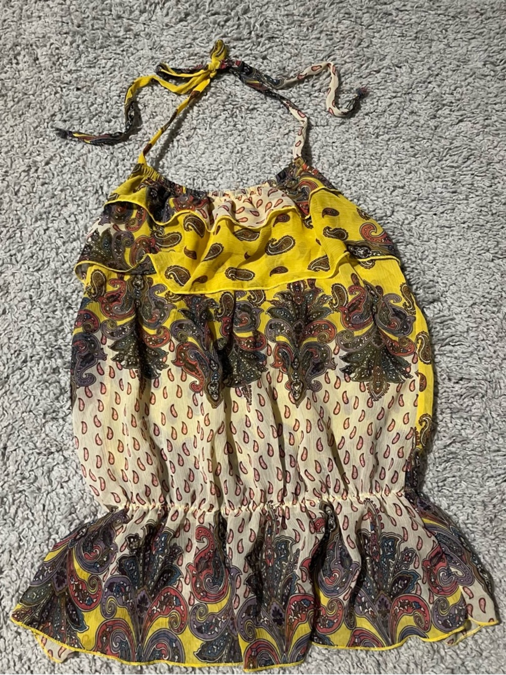 Vintage Wet Seal Yellow Paisley Camisole with Multicolor Print